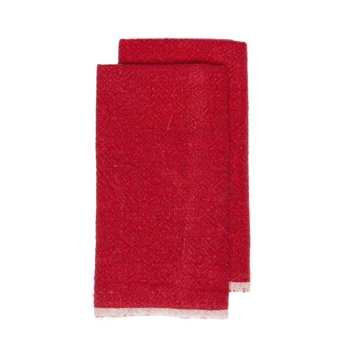 Chunky Linen Red Towels 20x30