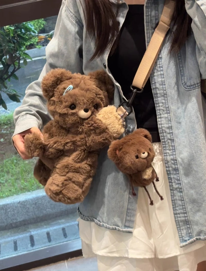 CL1585 - Cute Teddy Heart Plush Bag