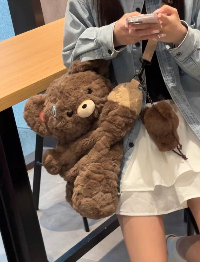 CL1585 - Cute Teddy Heart Plush Bag