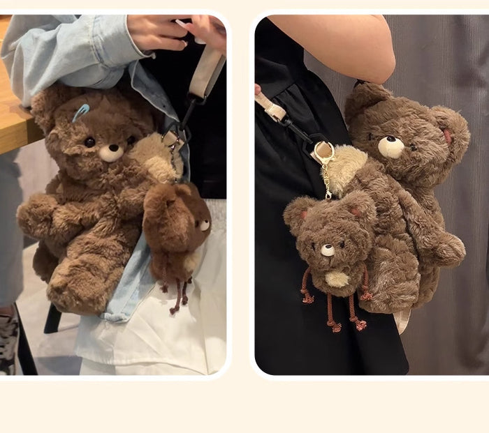 CL1585 - Cute Teddy Heart Plush Bag