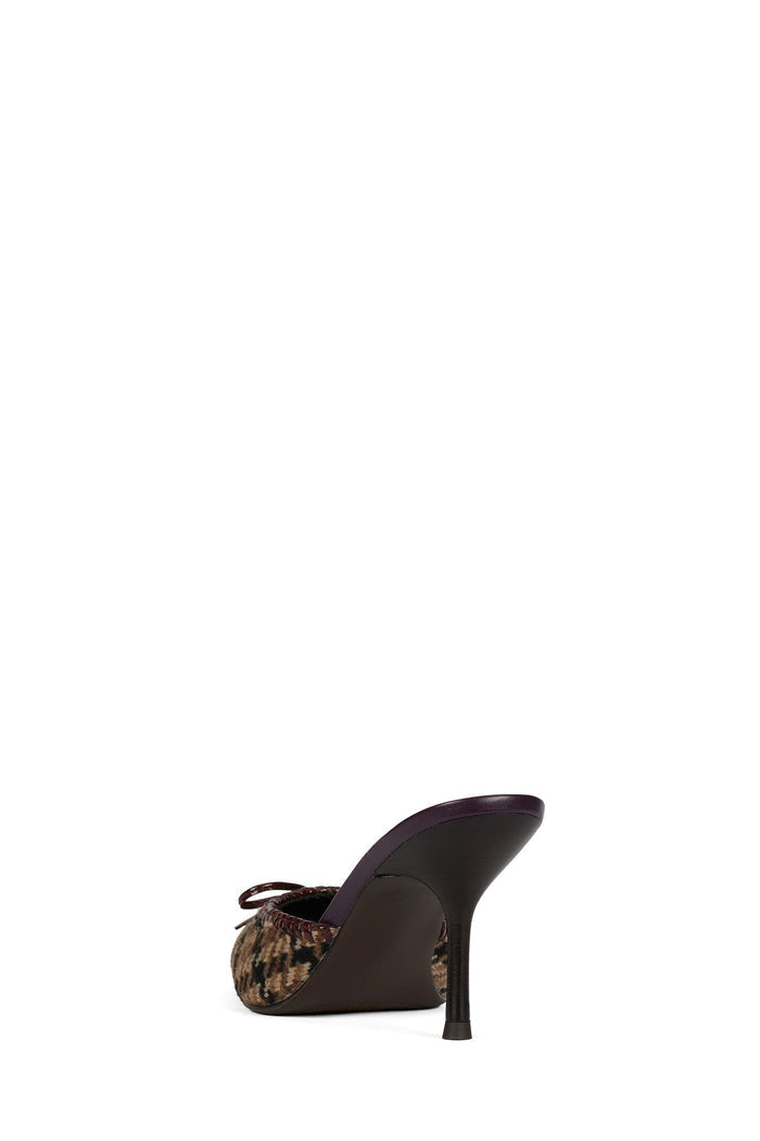 CLARABELLE Jeffrey Campbell Heeled Mule Brown Tweed Brn Snk Cmbo