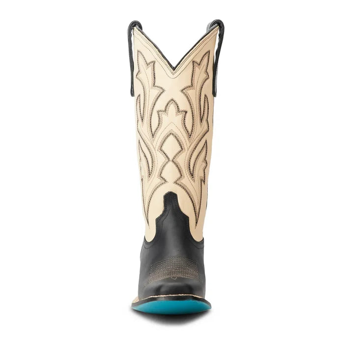 Saratoga Square Jet Black & Pale Ivory Cowboy Boot