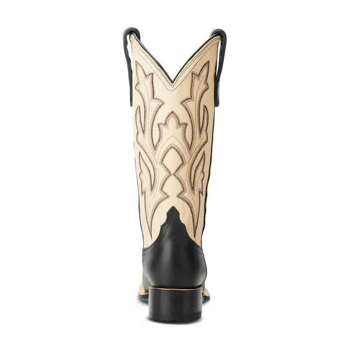 Saratoga Square Jet Black & Pale Ivory Cowboy Boot