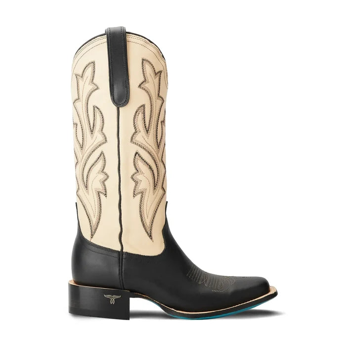 Saratoga Square Jet Black & Pale Ivory Cowboy Boot