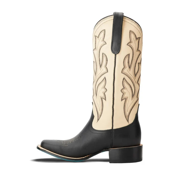 Black and pale ivory Saratoga Square cowboy boot