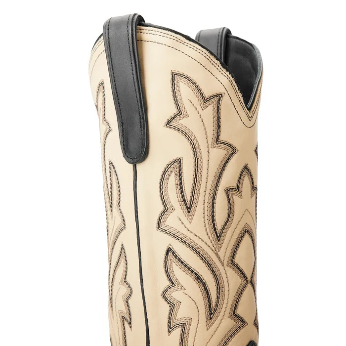 Saratoga Square Jet Black & Pale Ivory Cowboy Boot