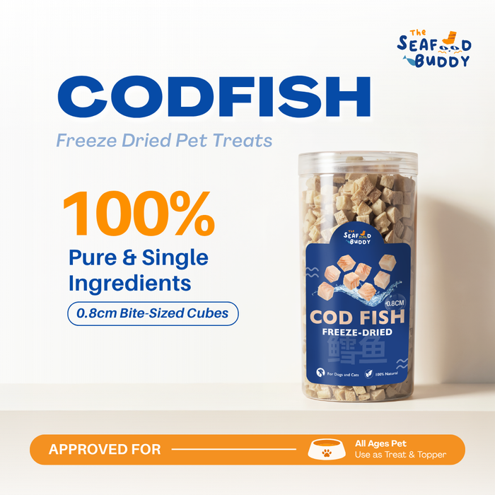 Cod Fish Cubes 100G | Gentle on Tummies & Easy Digestion | Lean Protein | Cat & Dog
