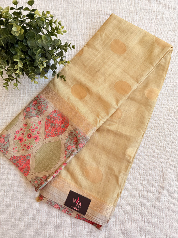 Coin bhutta digi border raw tussar saree
