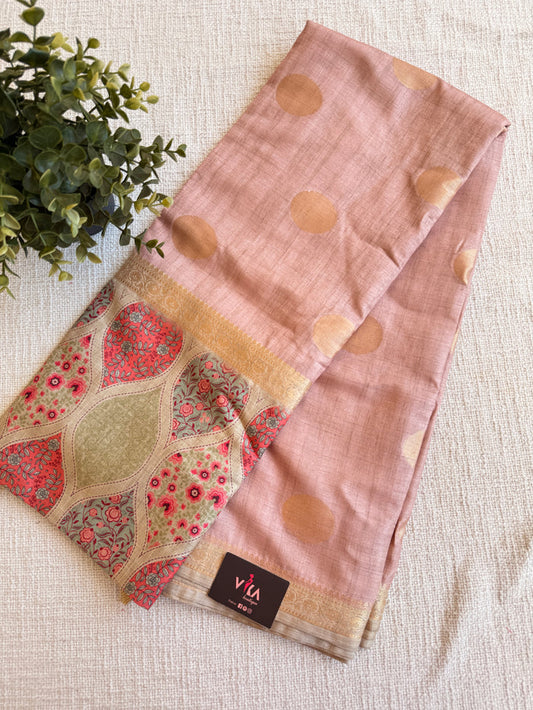 Coin bhutta digi border raw tussar saree