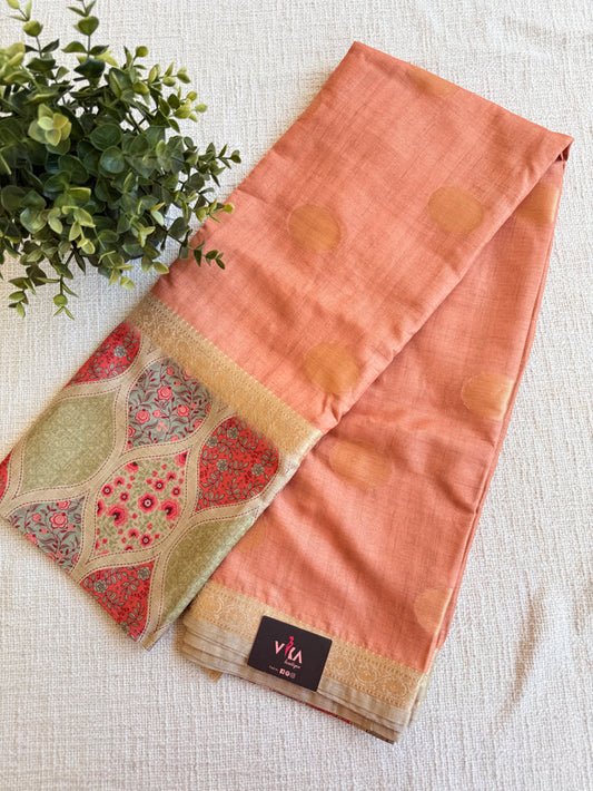 Coin bhutta digi border raw tussar saree