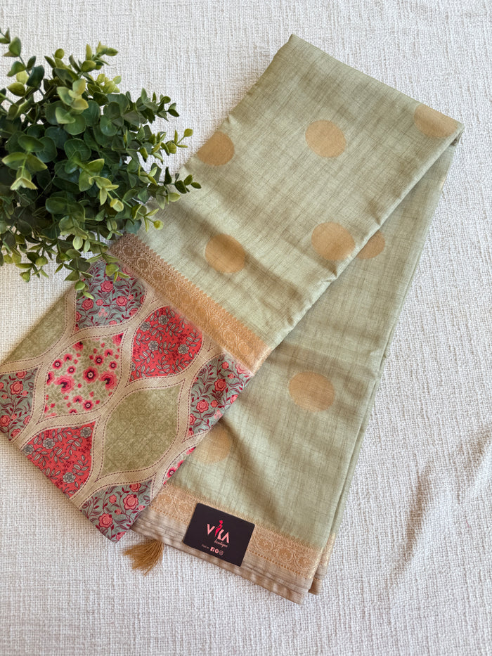 Coin bhutta digi border raw tussar saree