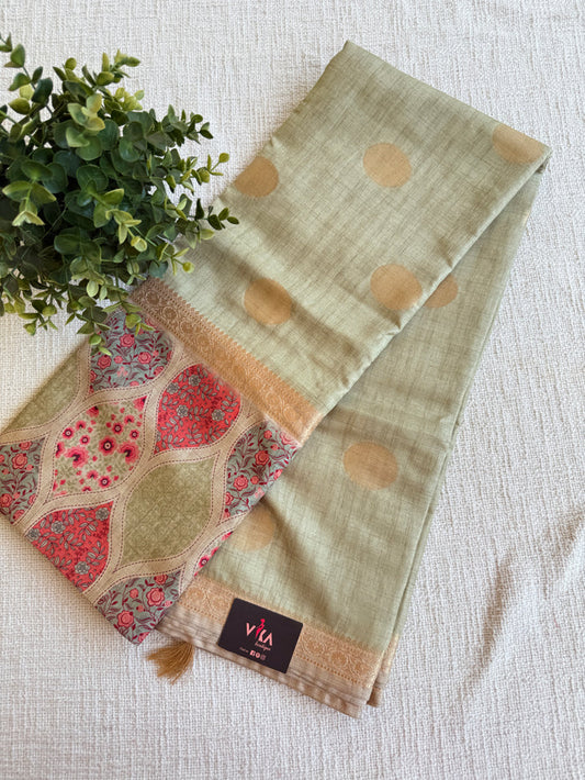 Coin bhutta digi border raw tussar saree