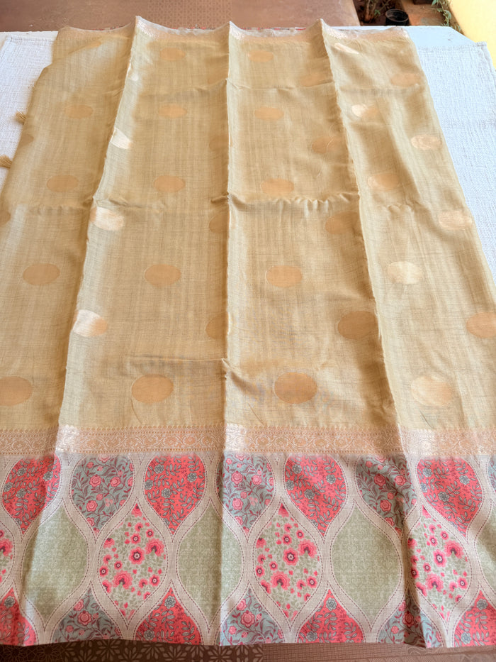 Coin bhutta digi border raw tussar saree
