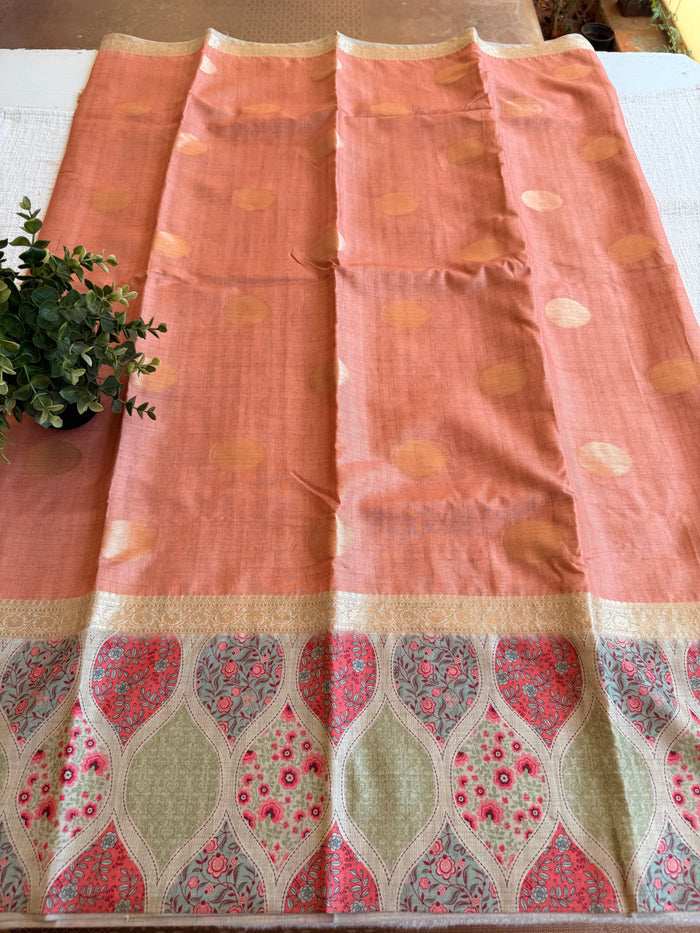 Coin bhutta digi border raw tussar saree