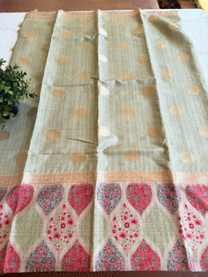 Coin bhutta digi border raw tussar saree