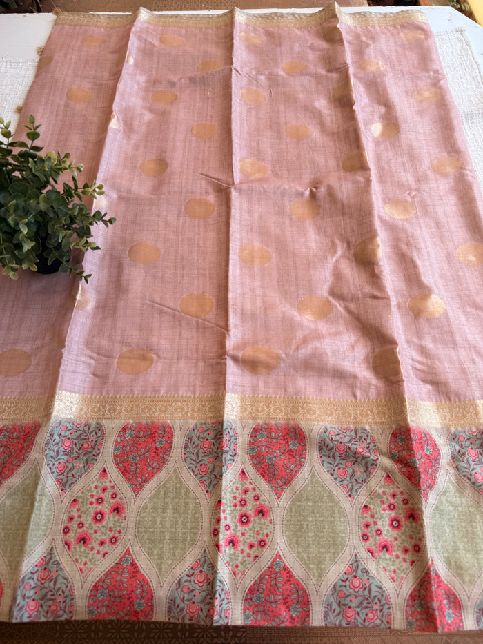 Coin bhutta digi border raw tussar saree