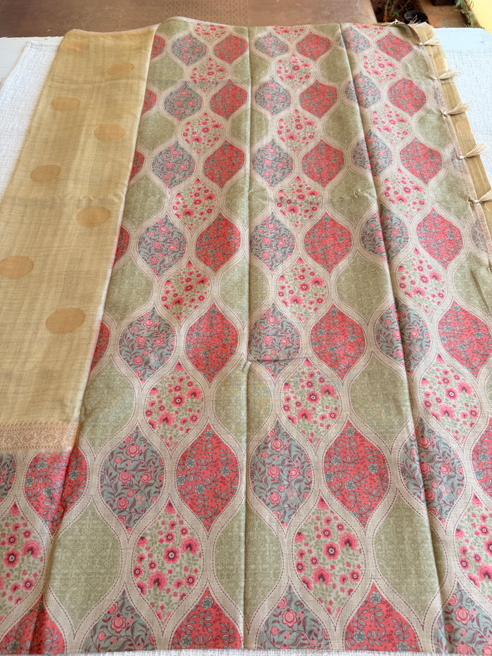 Coin bhutta digi border raw tussar saree