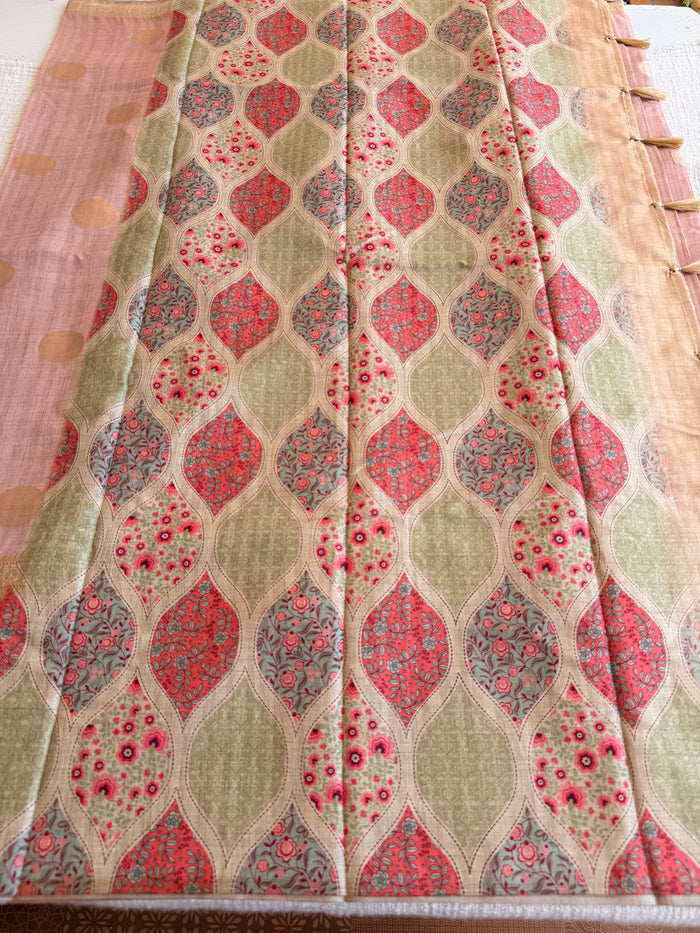 Coin bhutta digi border raw tussar saree