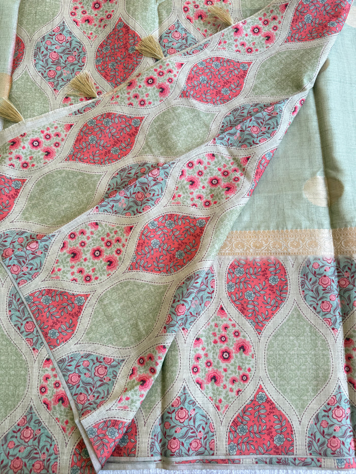 Coin bhutta digi border raw tussar saree