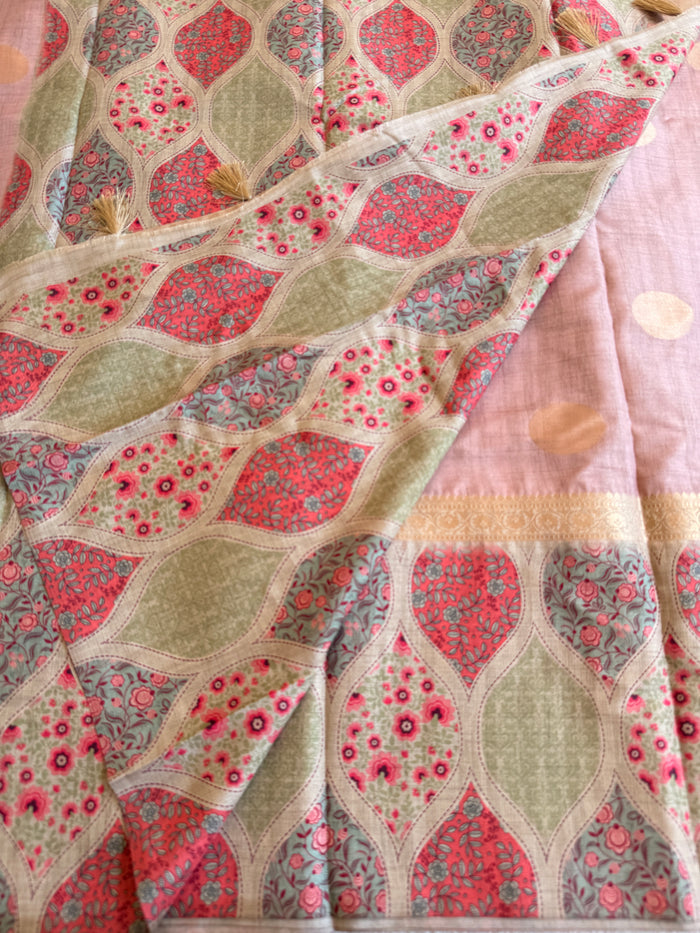 Coin bhutta digi border raw tussar saree