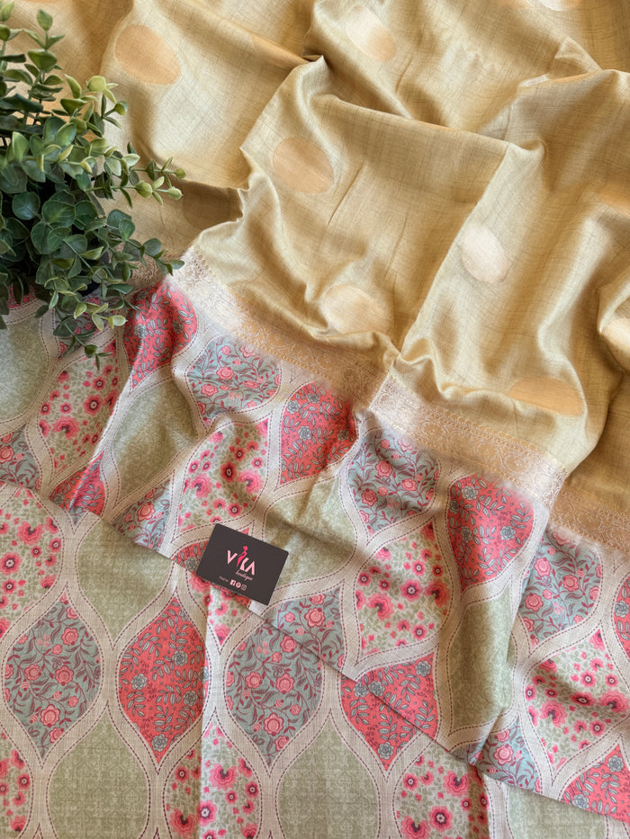 Coin bhutta digi border raw tussar saree