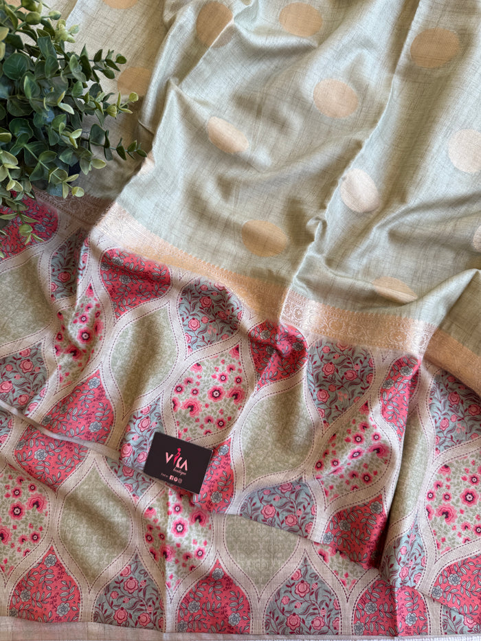 Coin bhutta digi border raw tussar saree