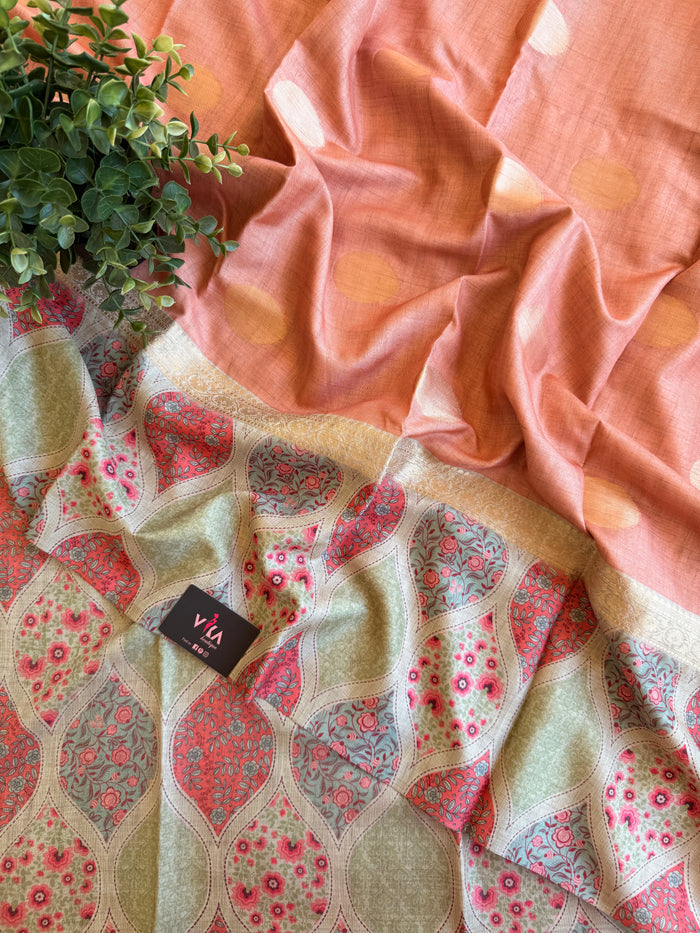 Coin bhutta digi border raw tussar saree