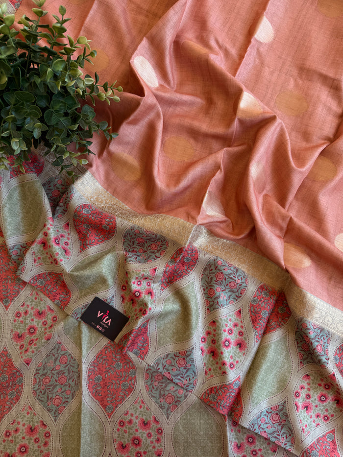 Coin bhutta digi border raw tussar saree