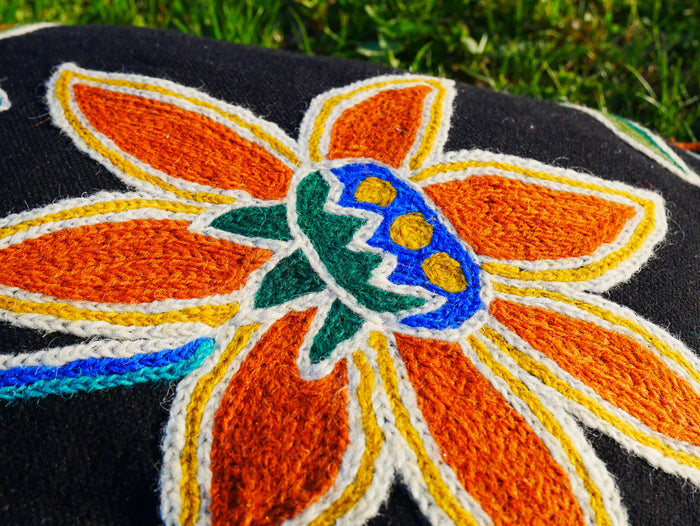 Colorful Kashmiri Crewel Pillow Covers: Handcrafted by Artisans 16x16 inches