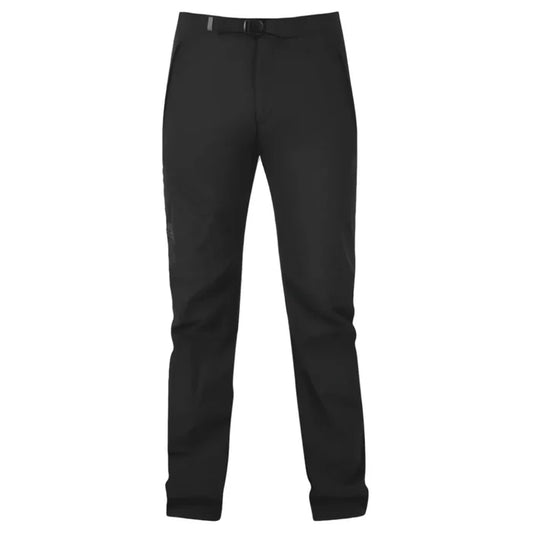 מכנסי טיולים Comici גברים Mountain Equipment שחורים: מכנסי סופטשל קלי משקל ועמידים למים לטיפוס והליכה.