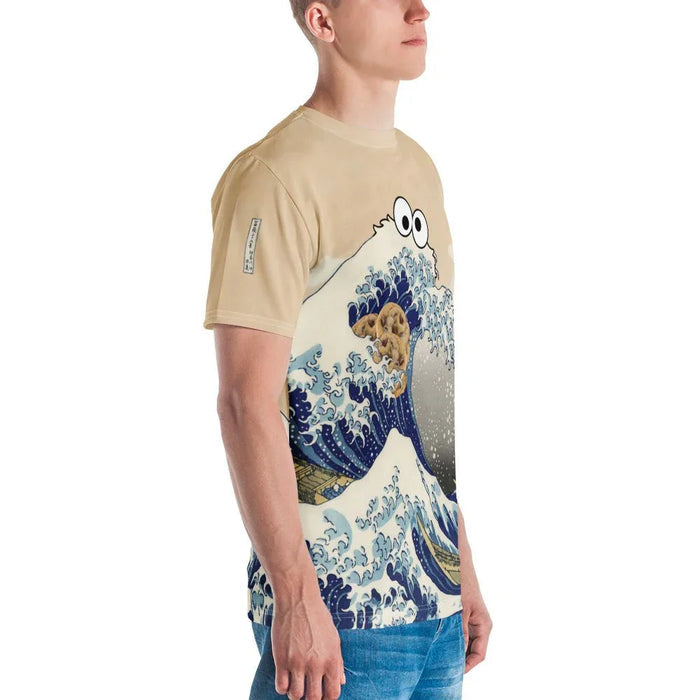 Cookie Wave T-Shirt in Indigo Biscuit Surge. OEKO-TEX® 100, REACH Compliant, Zero-Wastewater Printing.
