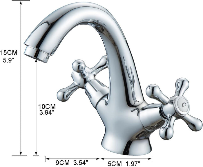 Copper Basin Water Tap Double Handles