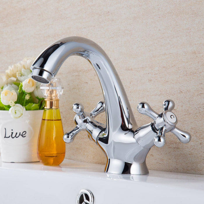 Copper Basin Water Tap Double Handles