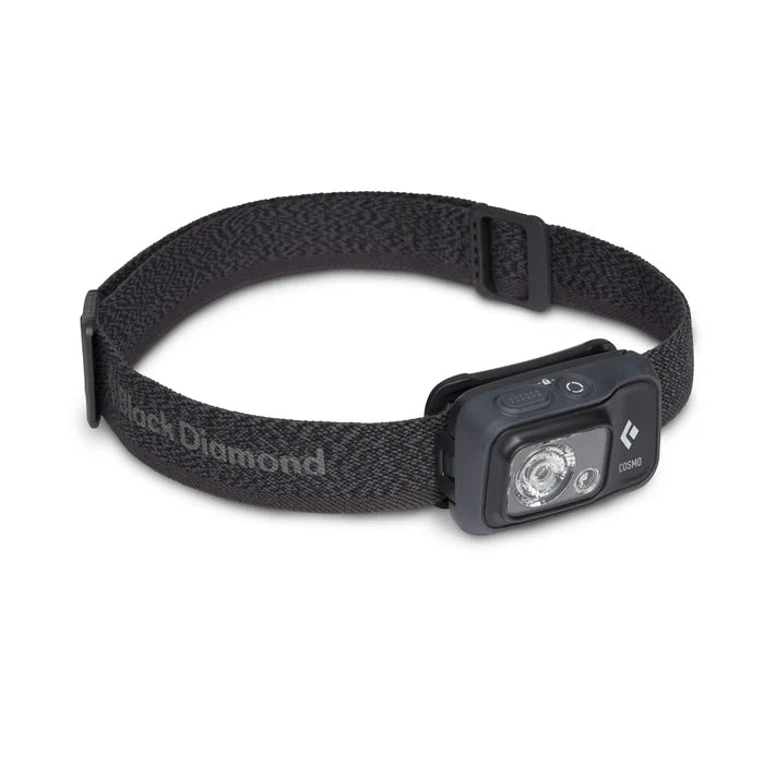 פנס ראש אפור Cosmo 350 Black Diamond: תאורה לקמפינג, טיולים ושימוש כללי.
