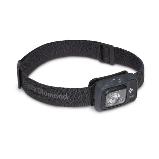 פנס ראש אפור Cosmo 350 Black Diamond: תאורה לקמפינג, טיולים ושימוש כללי.