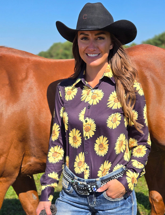 Cowgirl Tuff Sunflowers Pullover Shirt