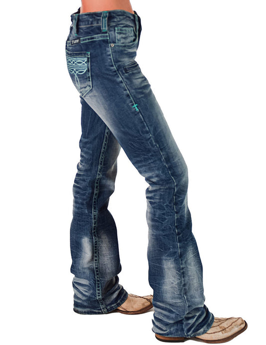 Cowgirl Tuff Turquoise Bootstitch Jeans