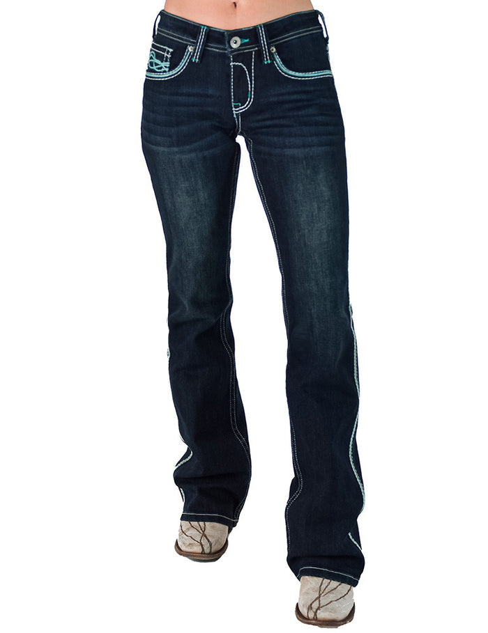 Cowgirl Tuff Turquoise DFMI Dark Jeans