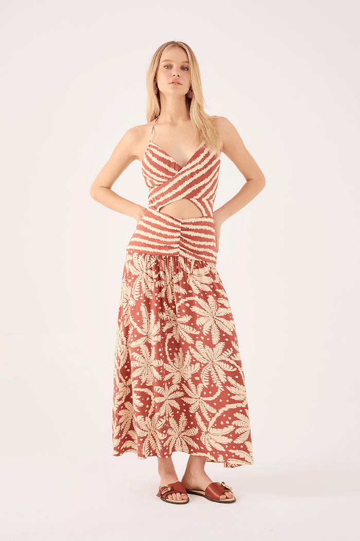 Cropped Crepe Bahia Mix Print Dress_1