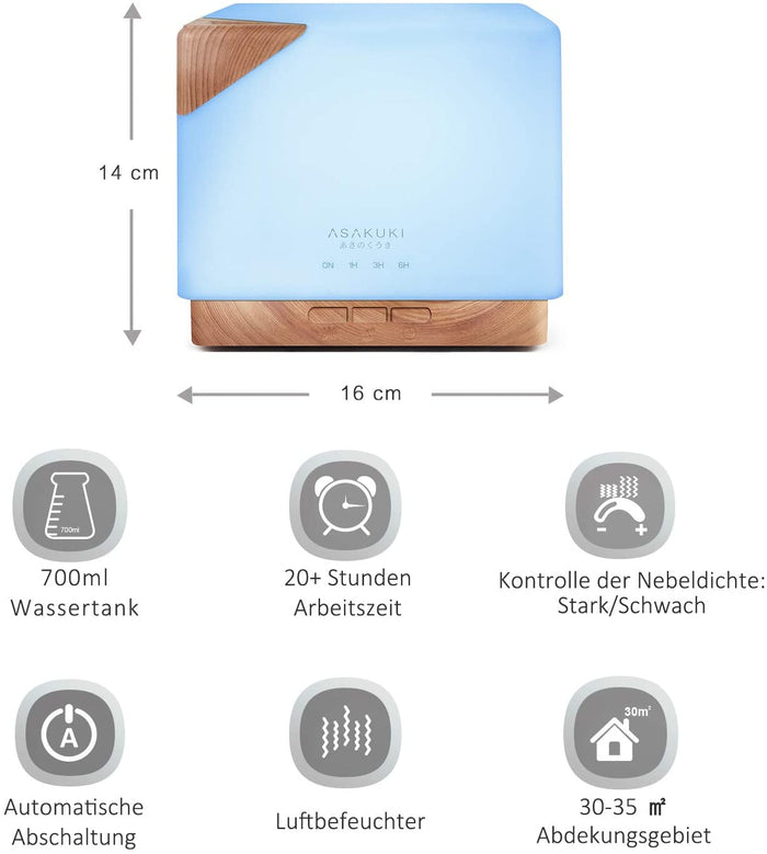 Cube Light Wood Essential Oil Diffuser - Asakuki