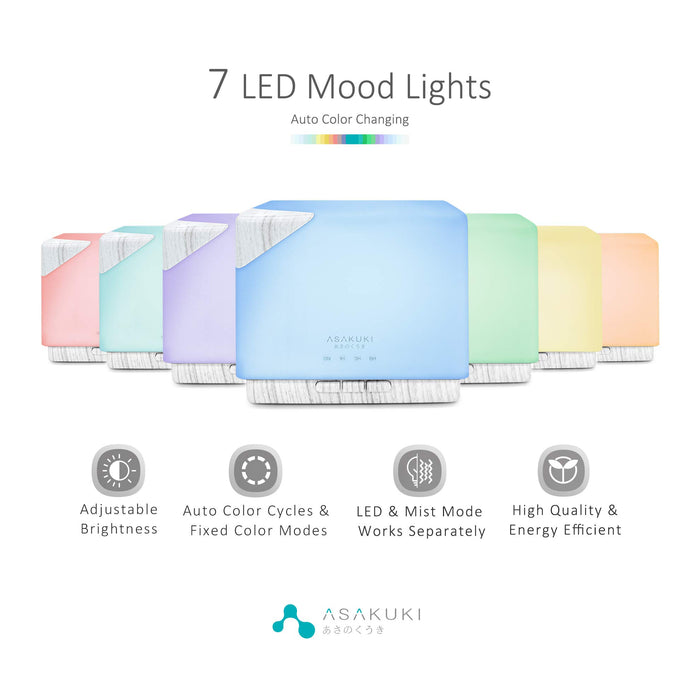 Cube White Wood Essential Oil Diffuser - Asakuki