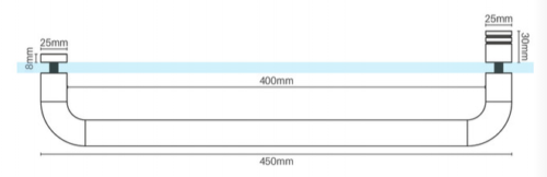 D shower door handle stainless steel, D HANDLE 450mm long, towel rail shower - Image 2