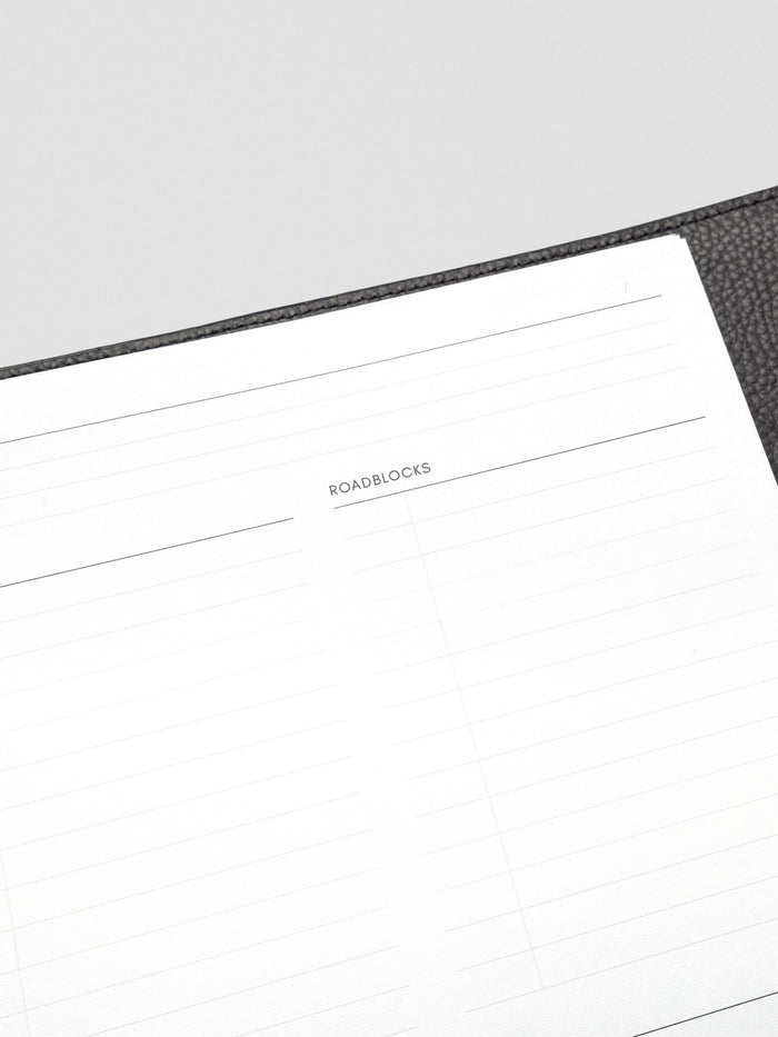 Close up of the Daily intention Planner Inserts showing the header and section for Roadblocks.