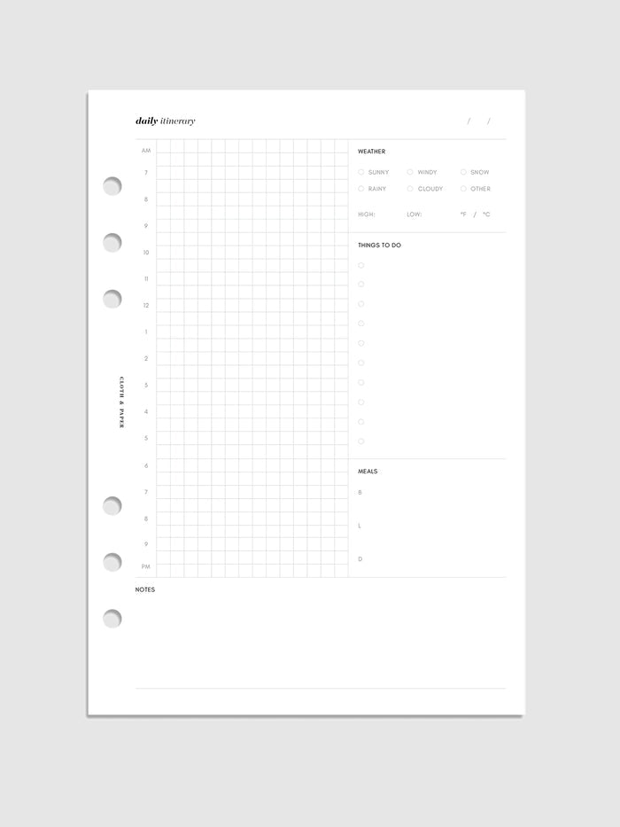 Daily Itinerary Inserts