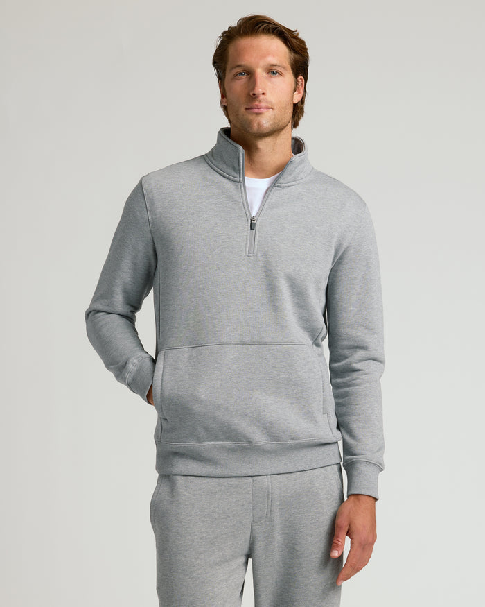 Medium Heather Gray Half Zip Fleece Sweatshirt & Jogger Outfit.