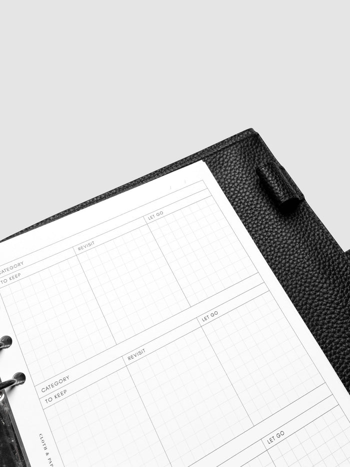 Close up of Declutter Planner Inserts.