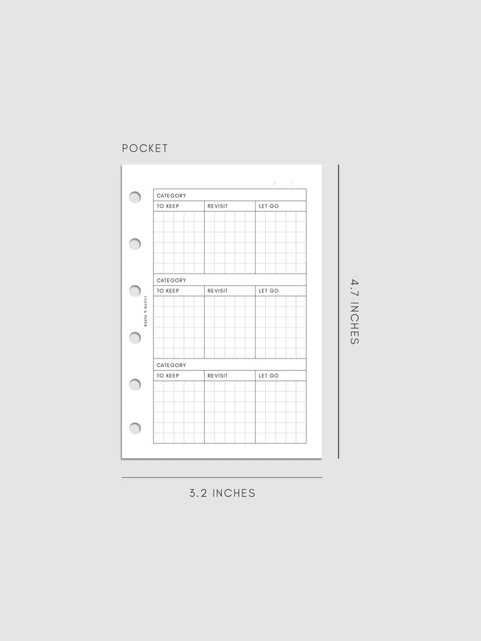 Declutter Planner Inserts mockup in size Pocket.