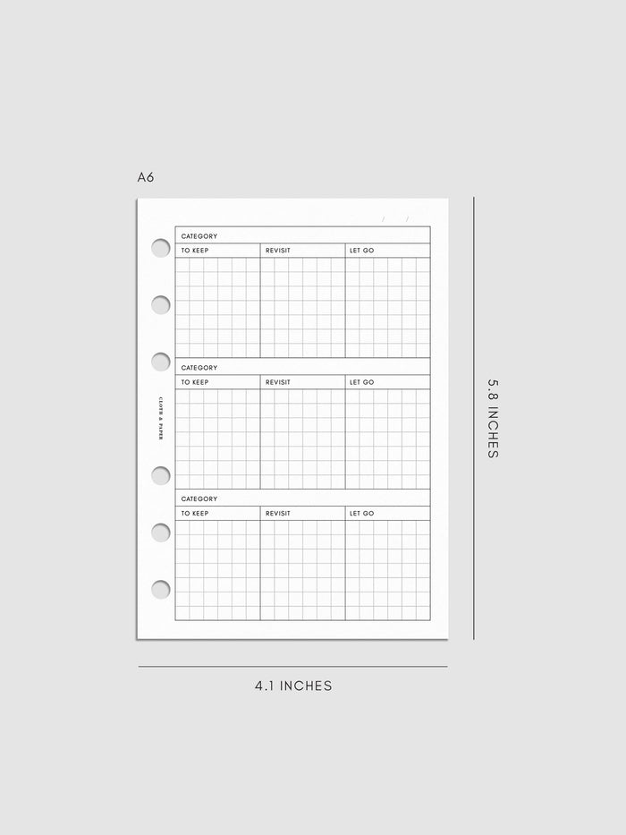 Declutter Planner Inserts mockup in size A6.