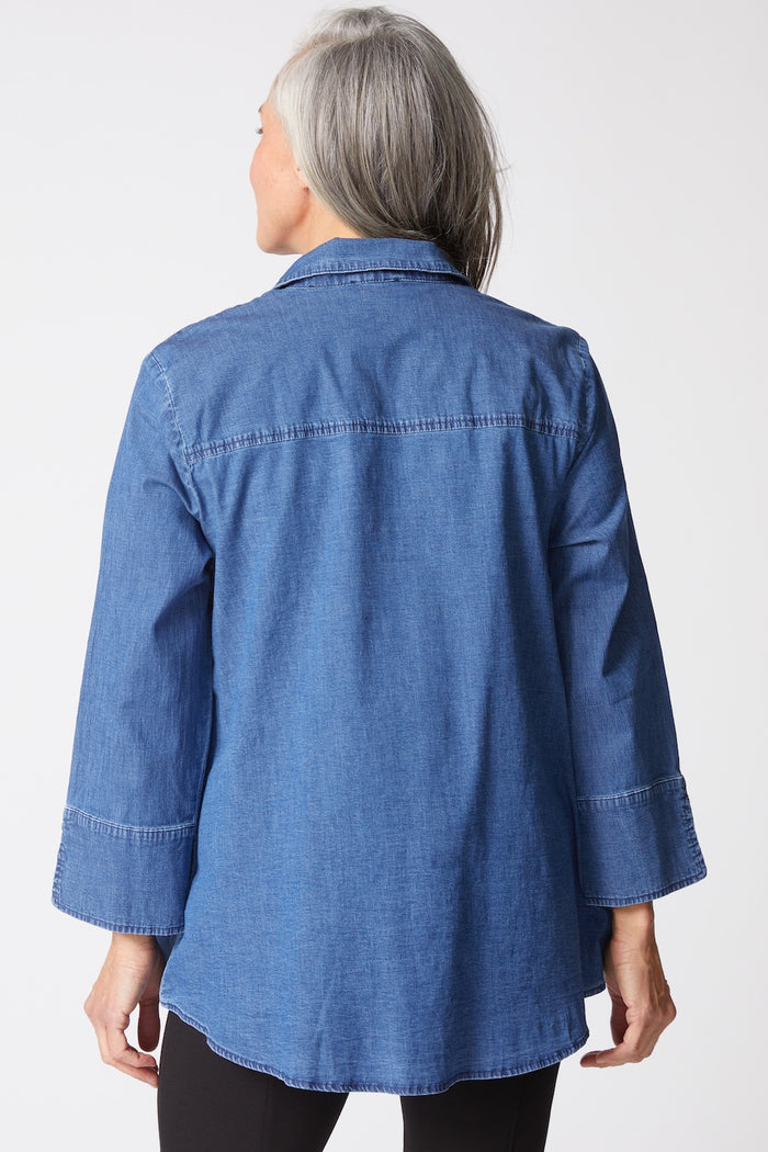 Denim Hidden Placket Shirt - 15219 - Limited Sizes!