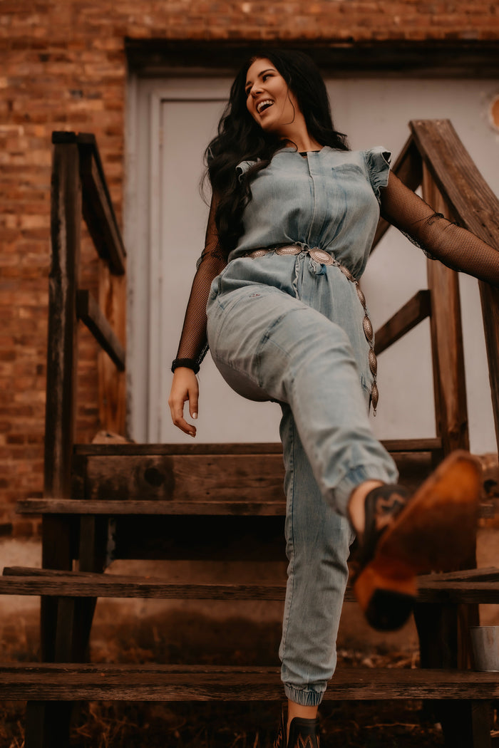 Denim Inspired Scrub Jumpsuit